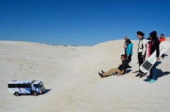 Jump on a guided tour and experience the fun at Lancelins famous sand dunes
